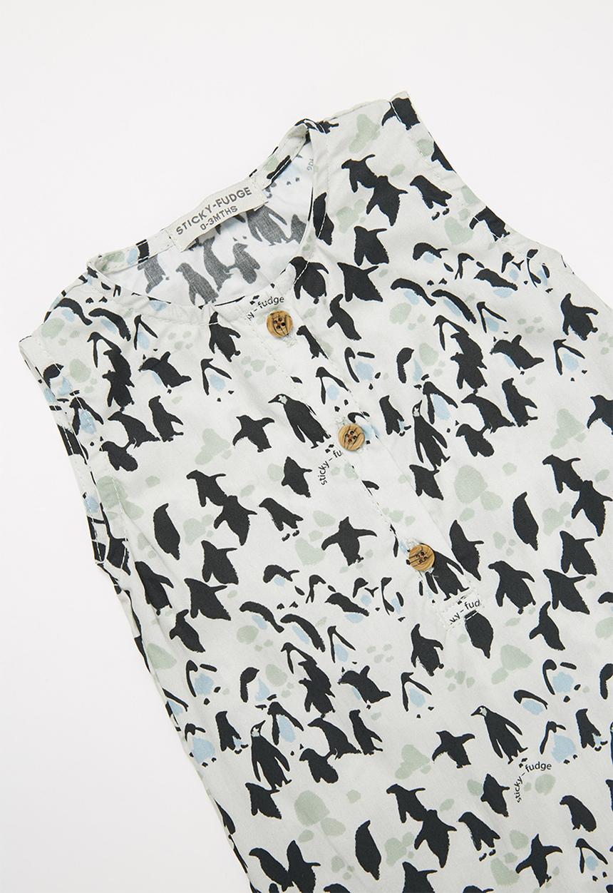 Sticky Fudge - Sleeveless penguin romper - multi