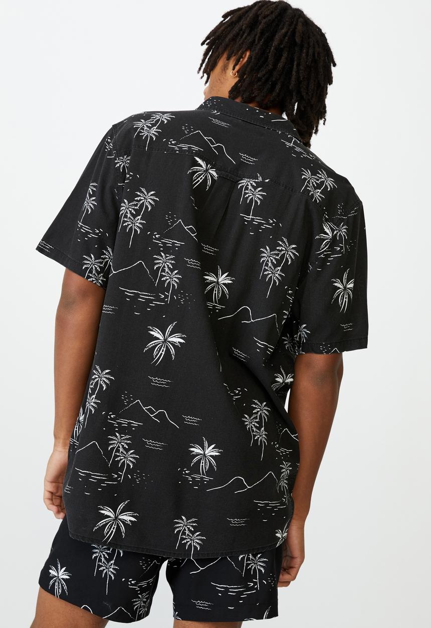 Factorie - Resort shirt - black hawaii
