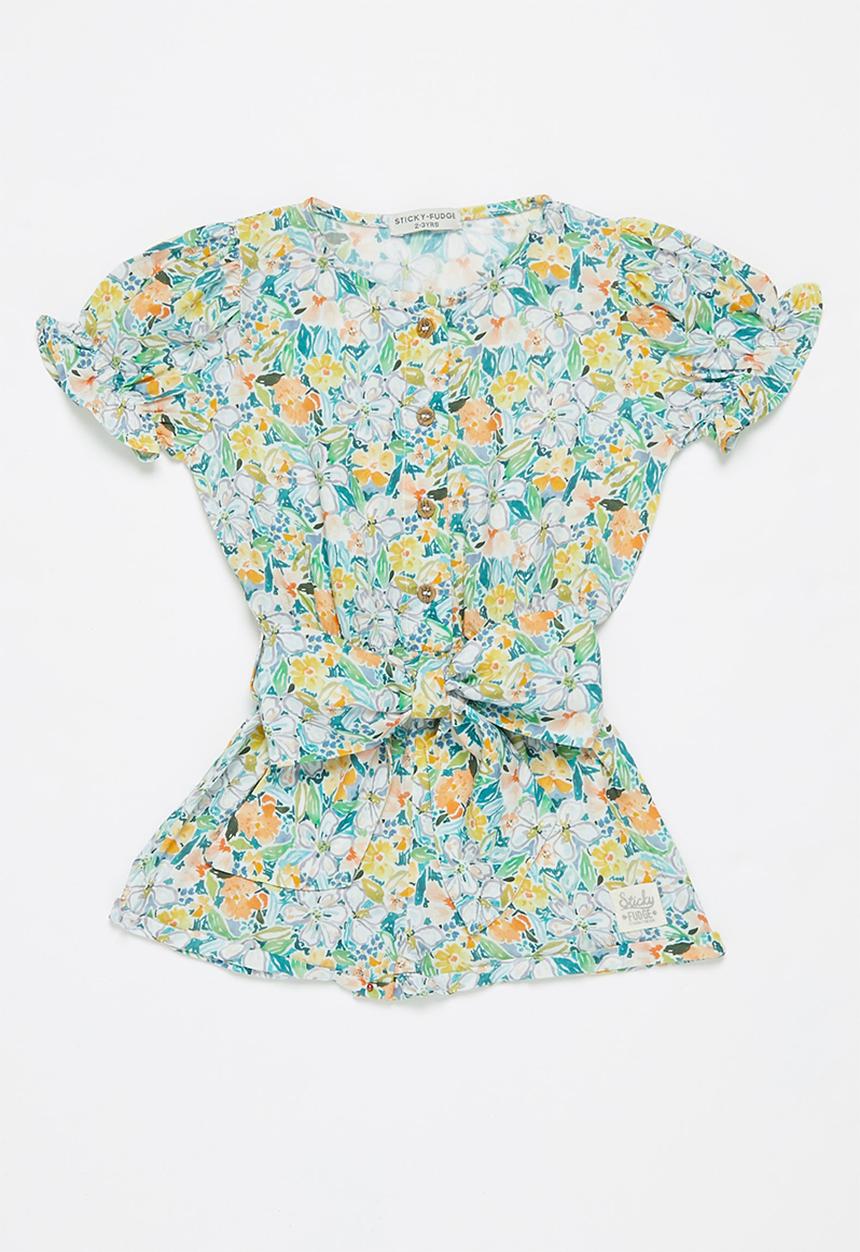 Sticky Fudge - Girls floral playsuit - multi