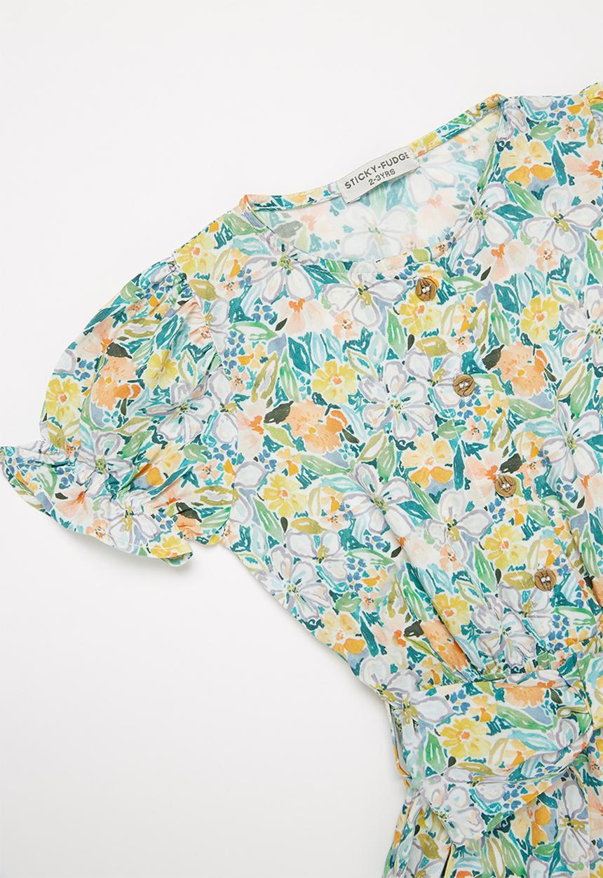 Sticky Fudge - Girls floral playsuit - multi
