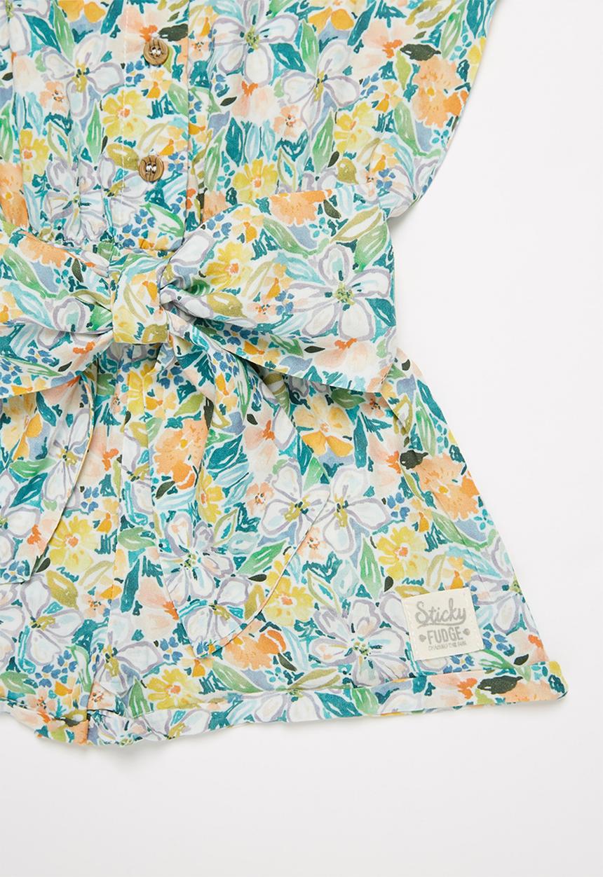 Sticky Fudge - Girls floral playsuit - multi