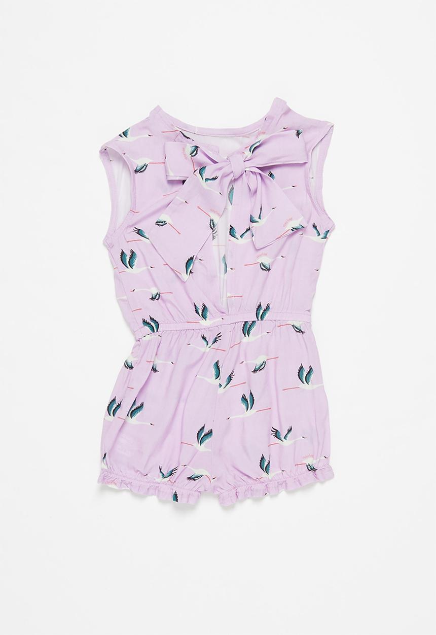 Sticky Fudge - Girls storks playsuit - lilac
