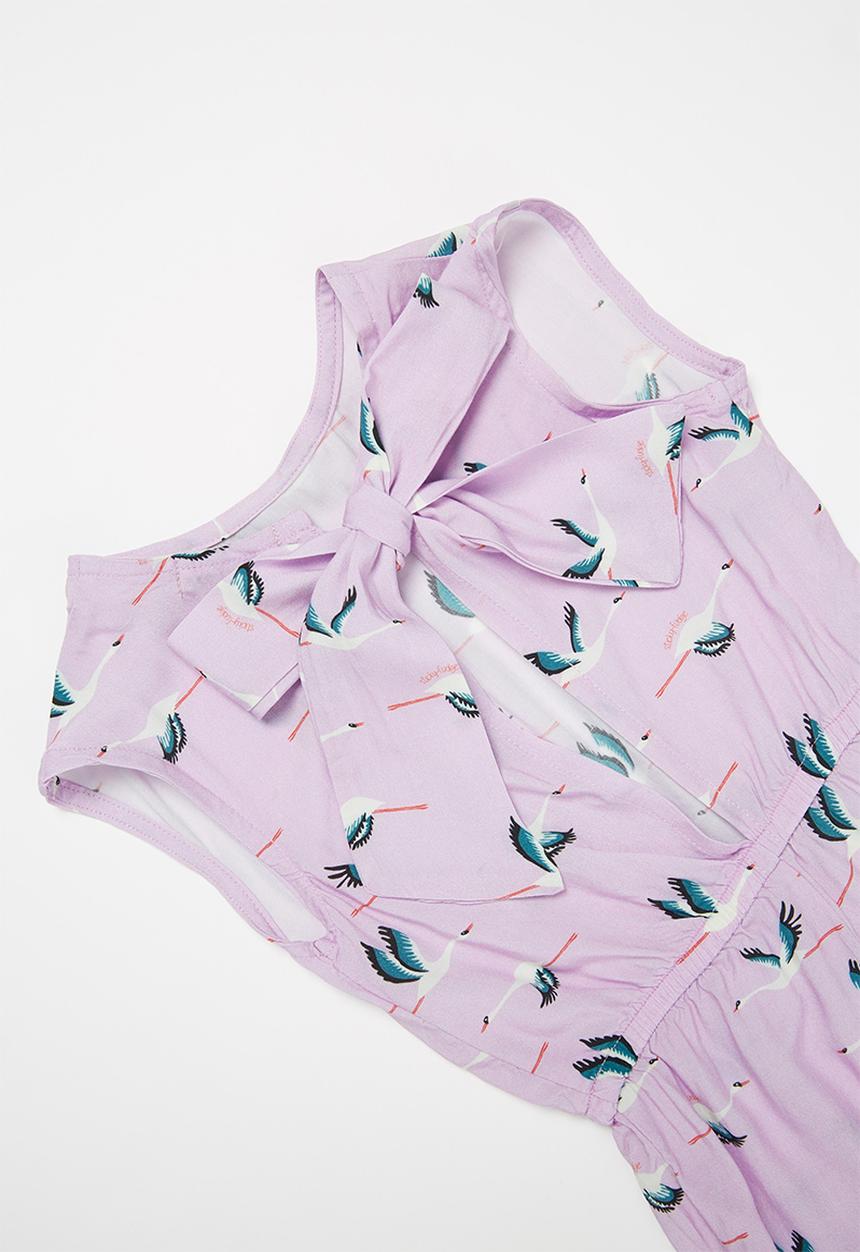 Sticky Fudge - Girls storks playsuit - lilac