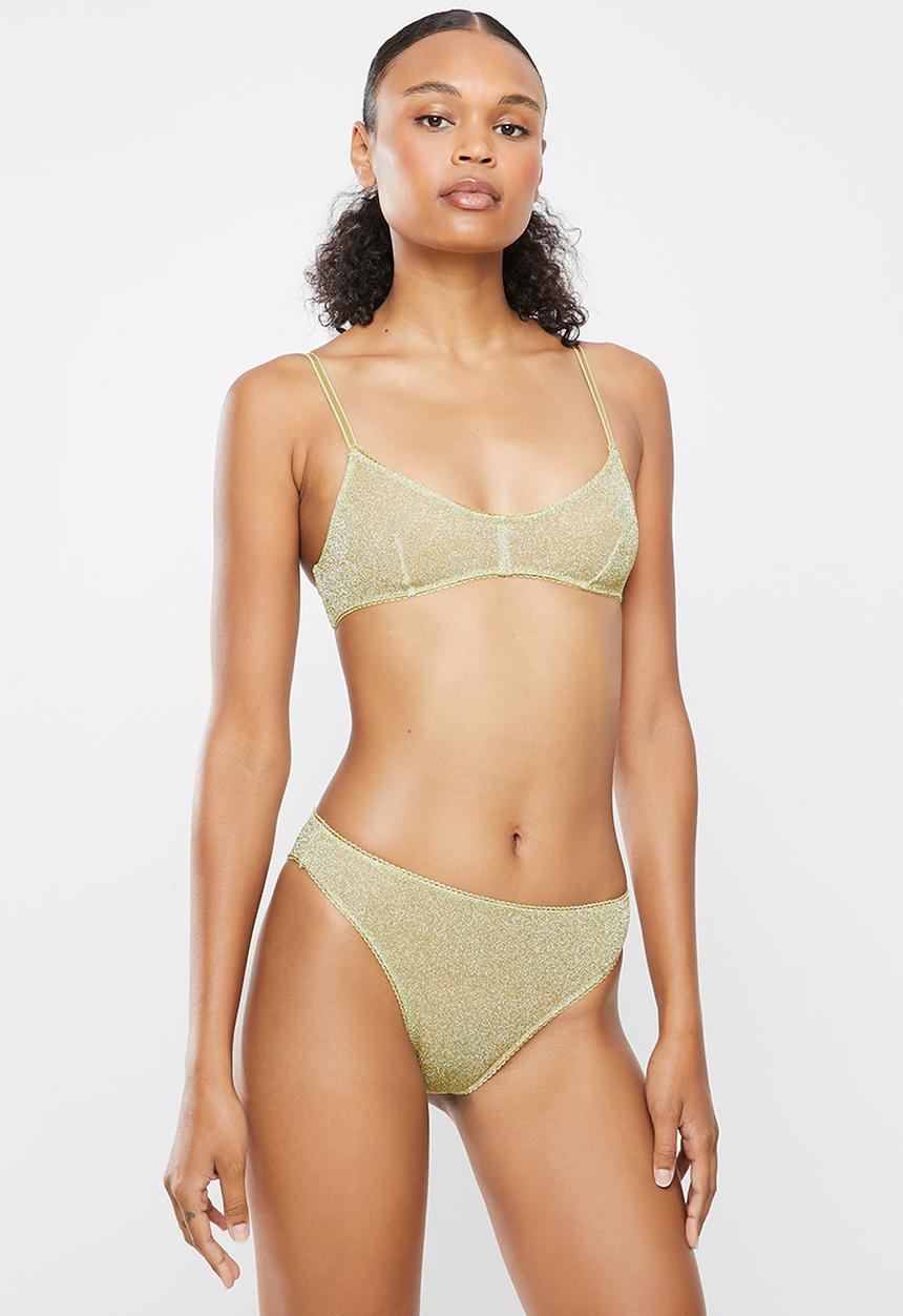 Cotton On - Holly sparkle bralette + brasiliano set - gold 
