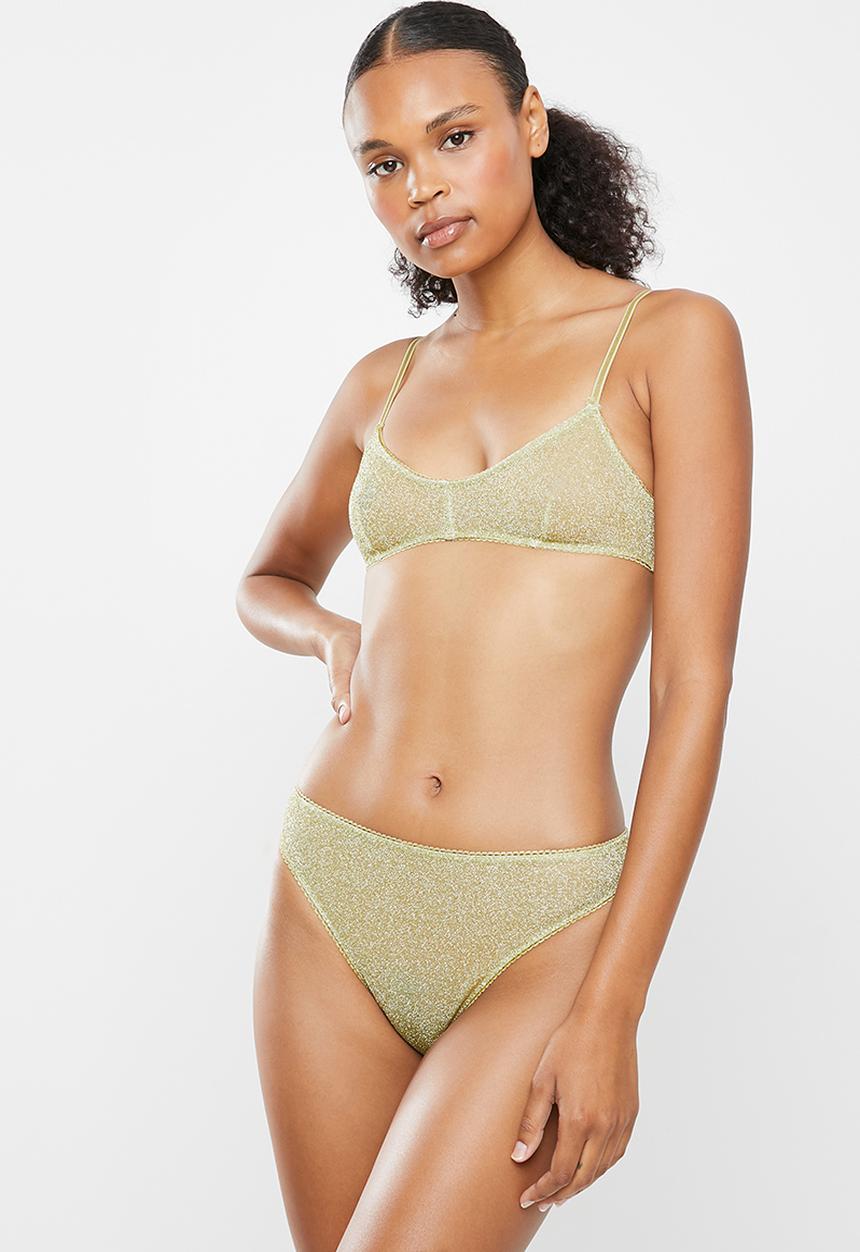 Cotton On - Holly sparkle bralette + brasiliano set - gold 