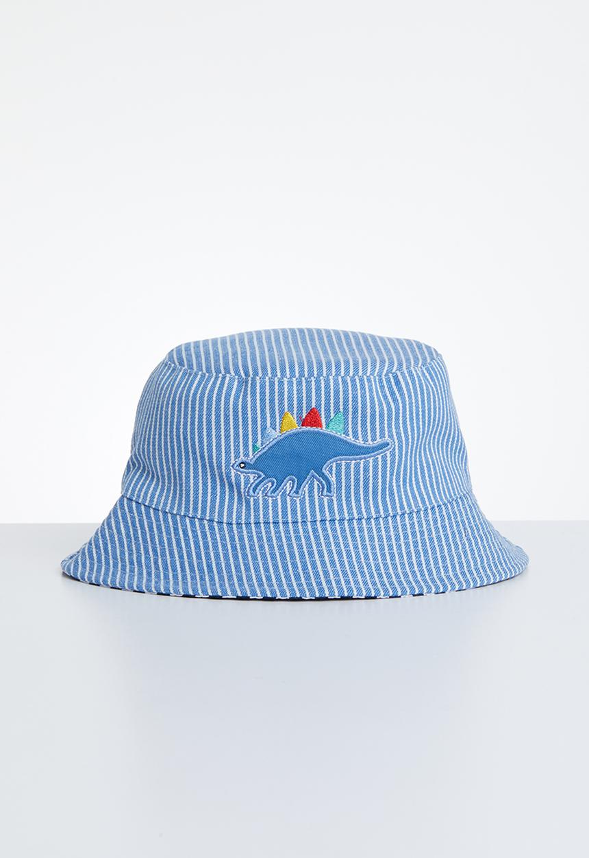 Pop Candy - Stripe dino bucket hat - blue