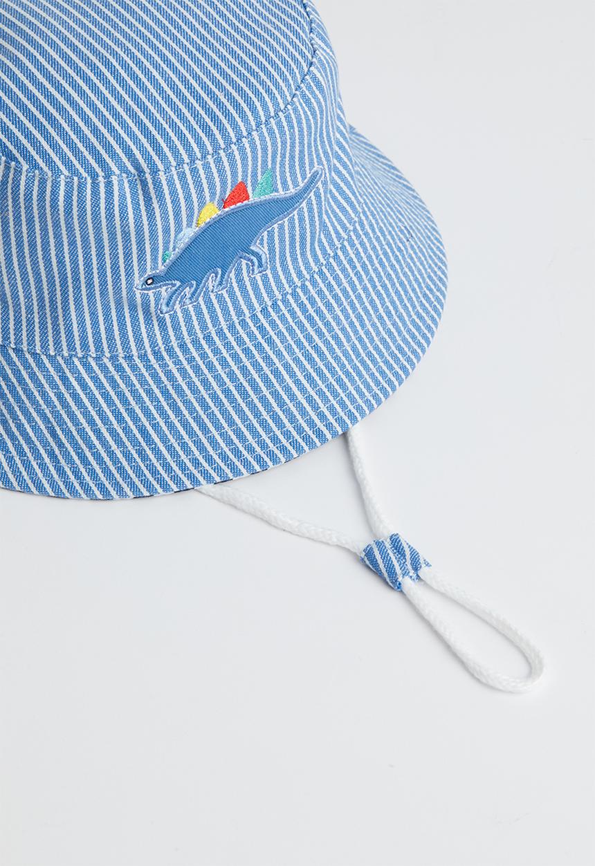 Pop Candy - Stripe dino bucket hat - blue
