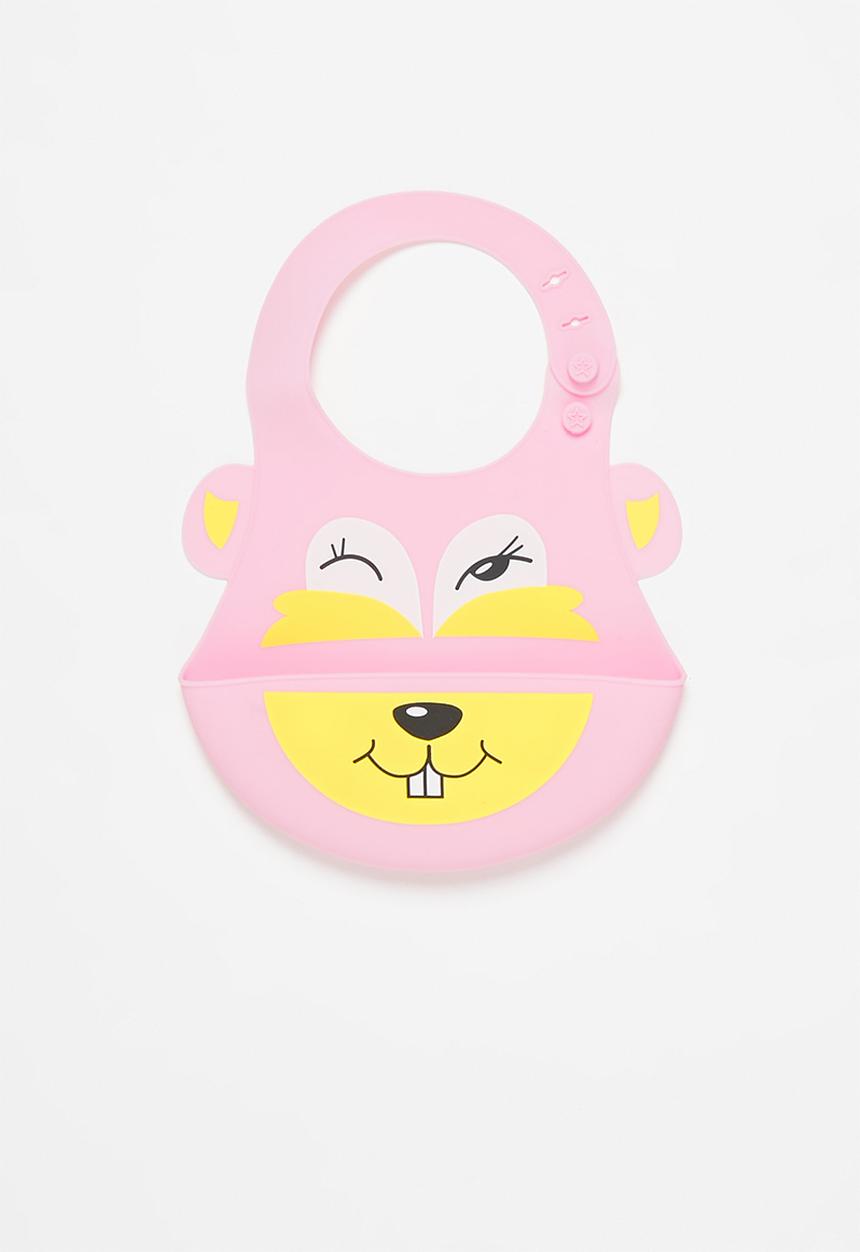 Pop Candy - Baby chipmunk waterproof bib - pink & yellow