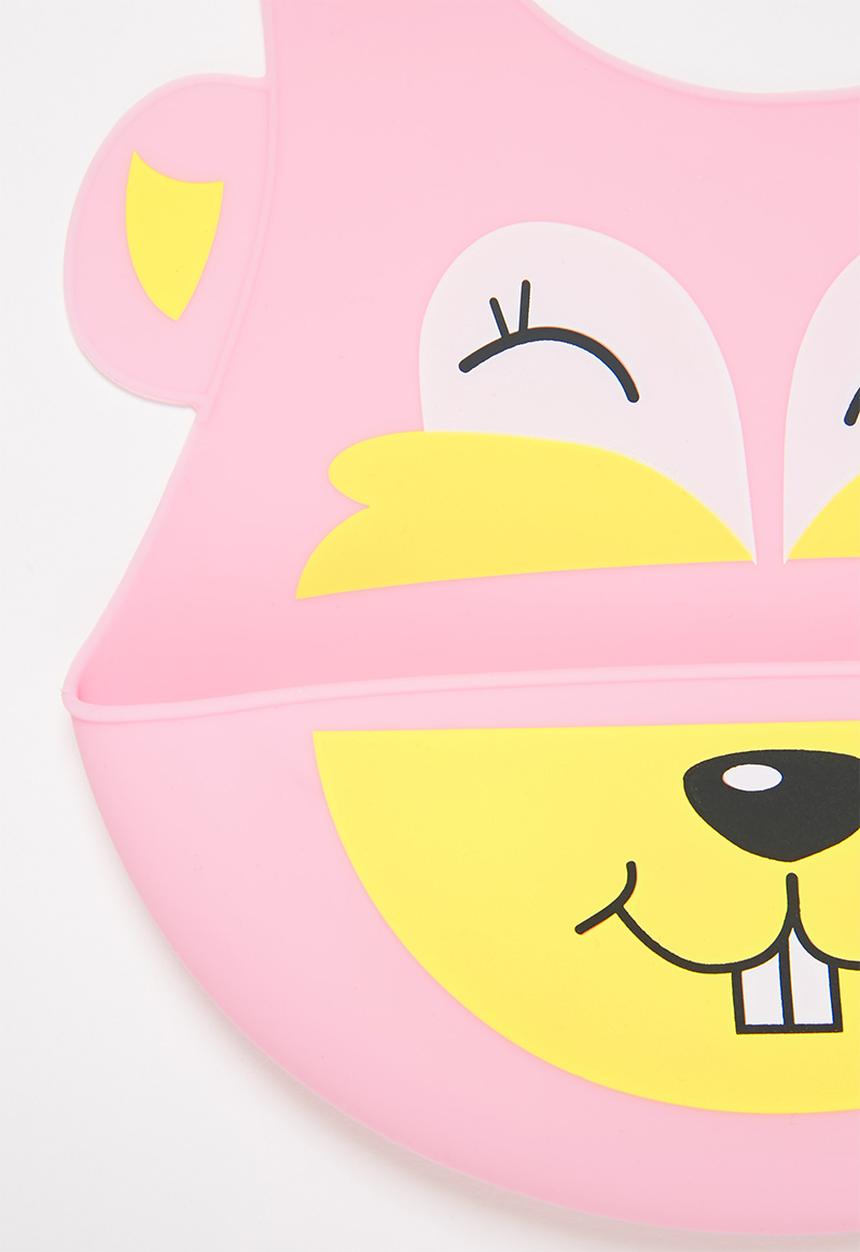 Pop Candy - Baby chipmunk waterproof bib - pink & yellow