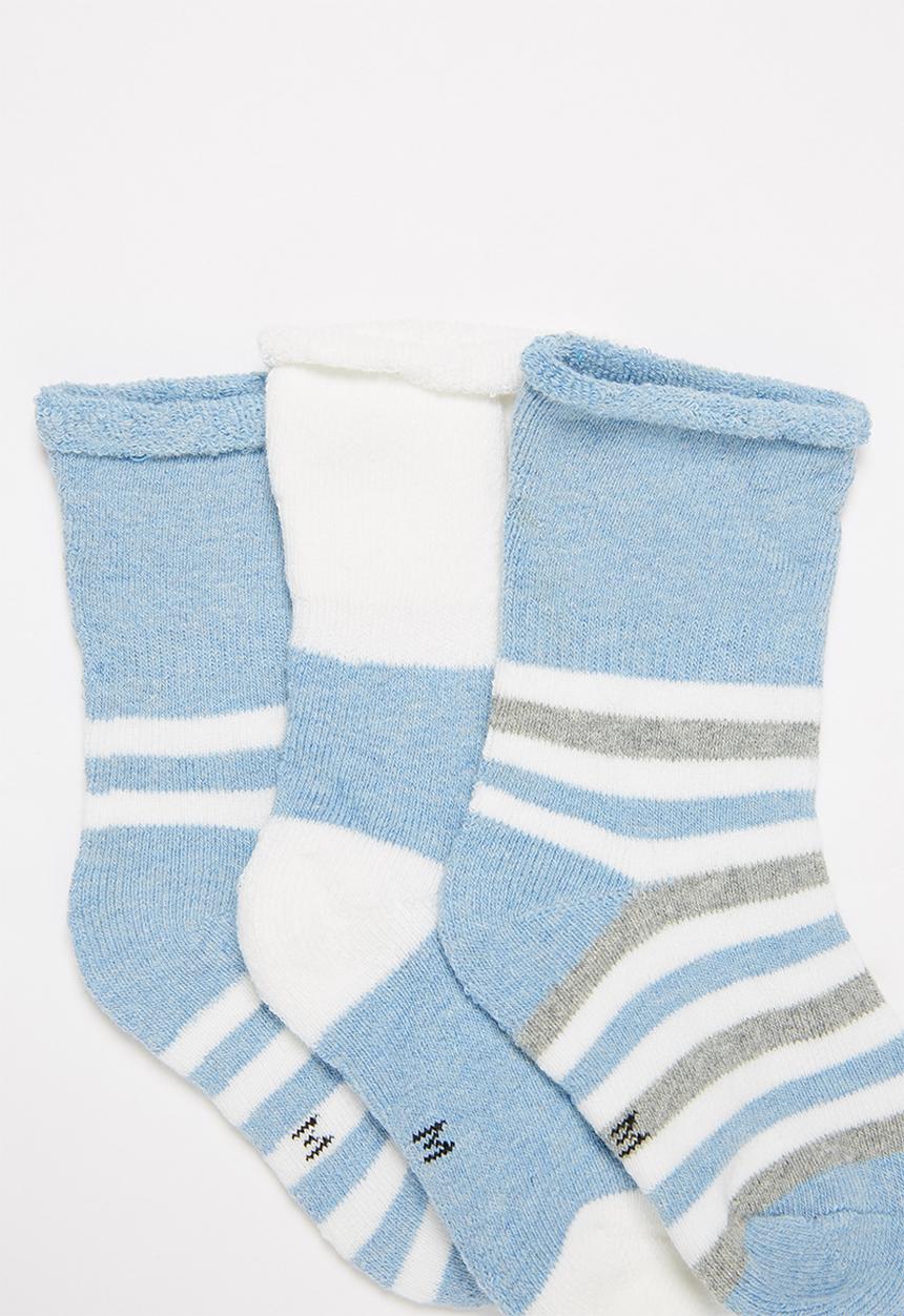 Pop Candy - Boys 3 pack socks - blue & grey