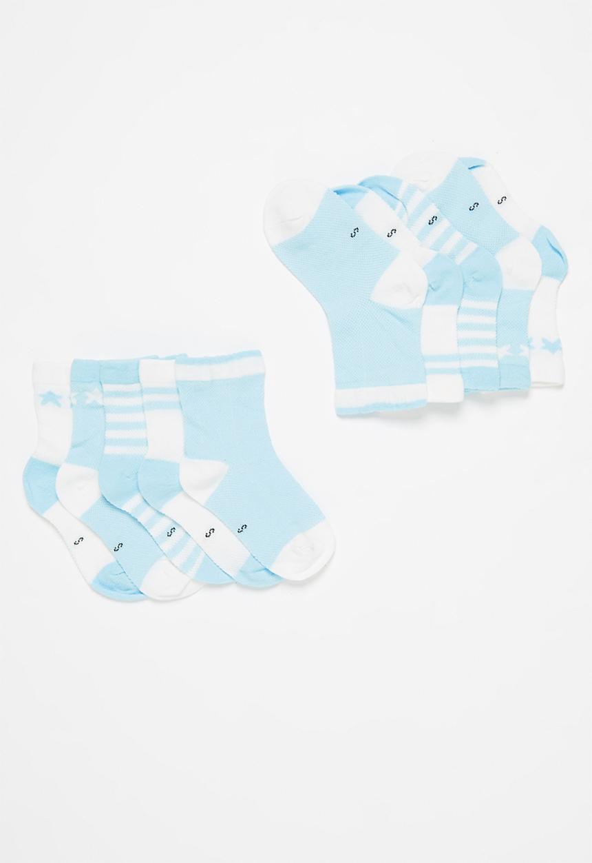 Pop Candy - Boys 5 pack socks - baby blue & white