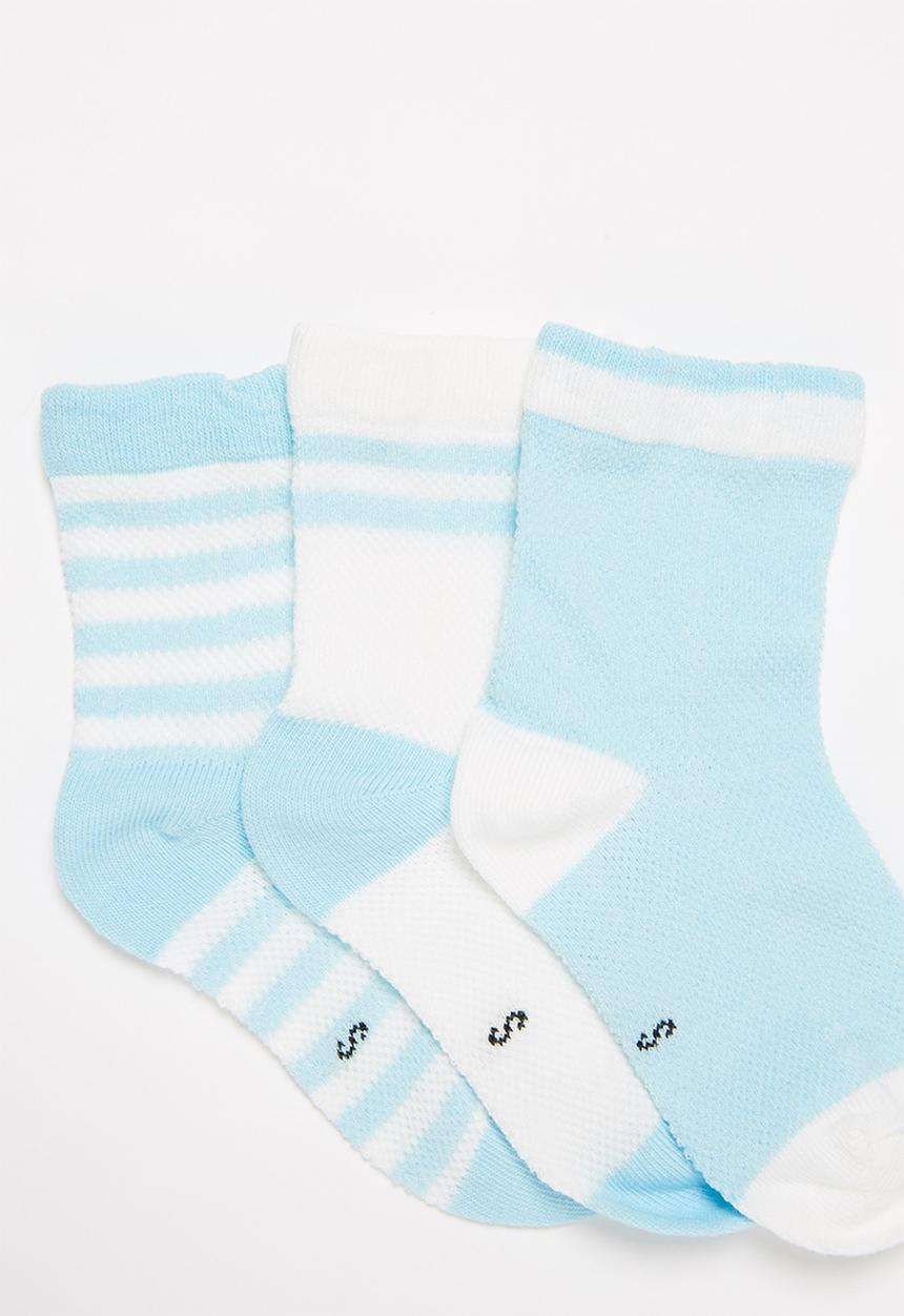 Pop Candy - Boys 5 pack socks - baby blue & white