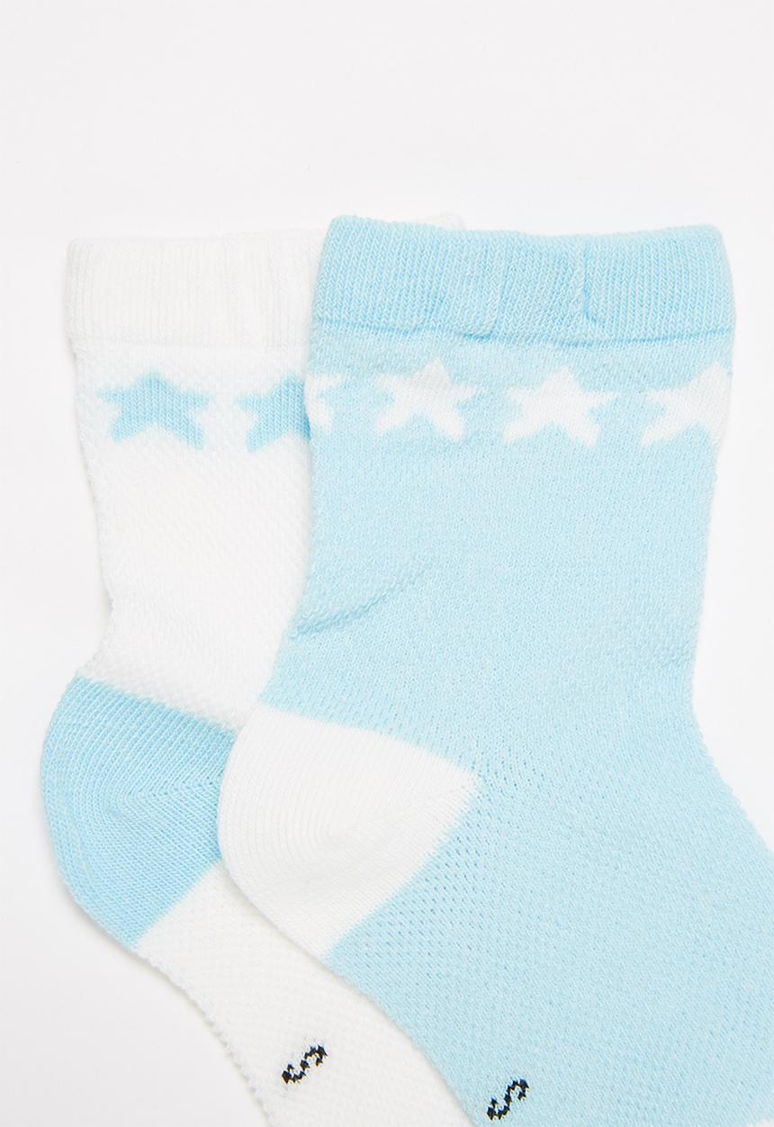 Pop Candy - Boys 5 pack socks - baby blue & white