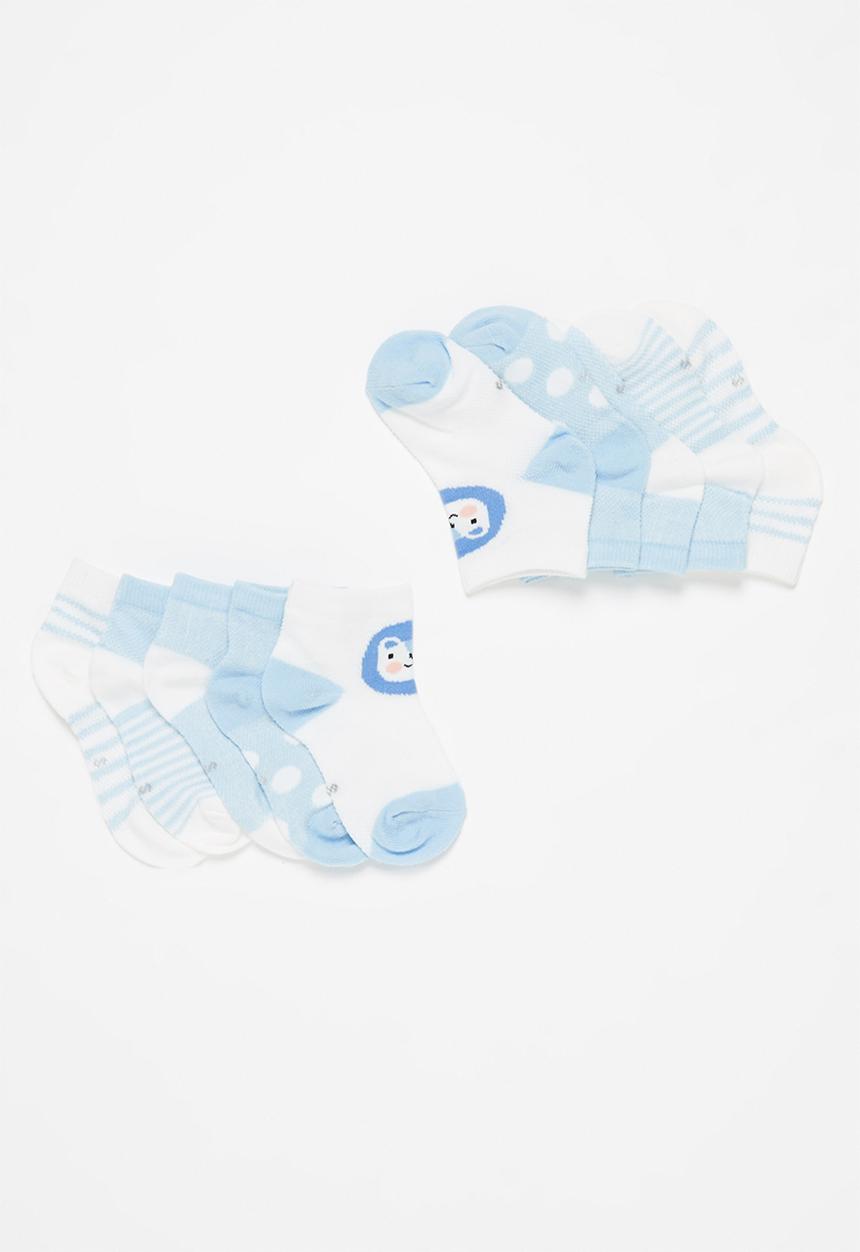 Pop Candy - Boys 5 pack socks - blue & white