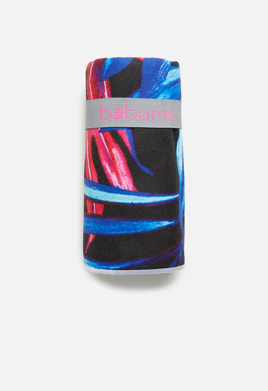Bobums - Printed yoga towel - jungle pink leaves