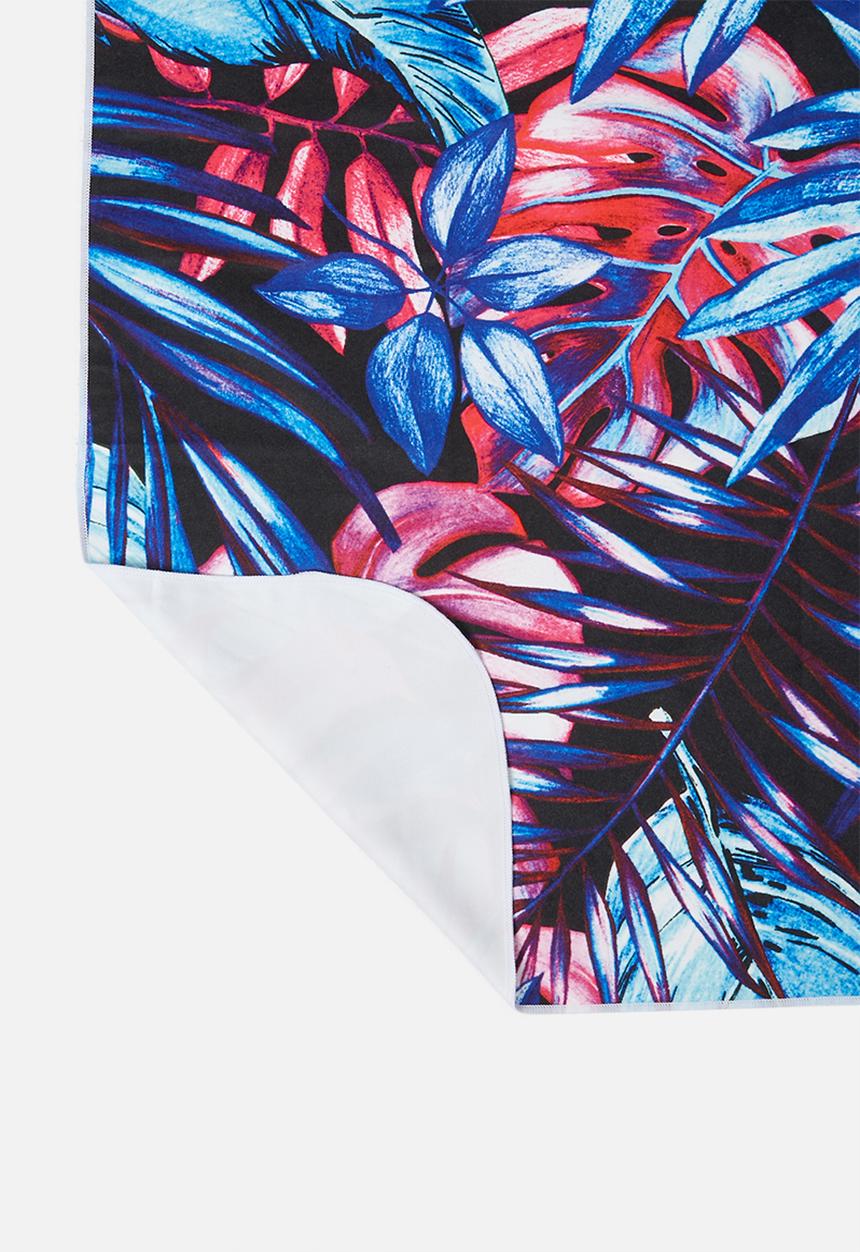 Bobums - Printed yoga towel - jungle pink leaves