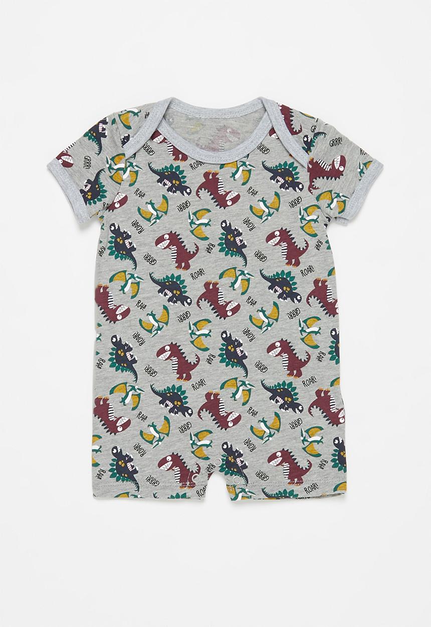 Pop Candy - Baby boys dino romper - grey