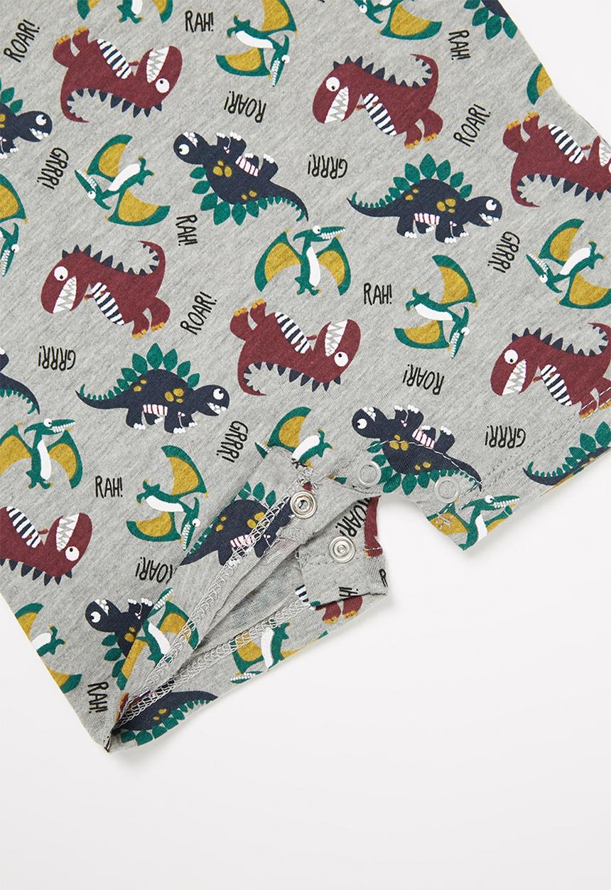 Pop Candy - Baby boys dino romper - grey