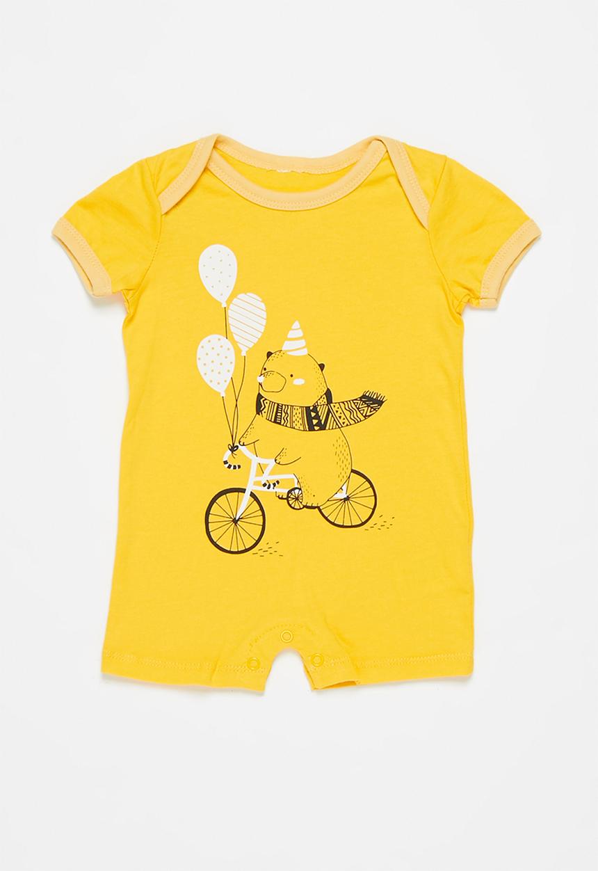 Pop Candy - Party bear romper - yellow