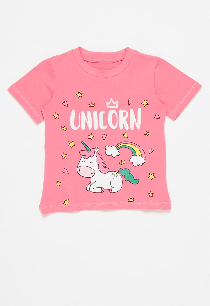 Pop Candy - Girls unicorn rainbow tee - pink