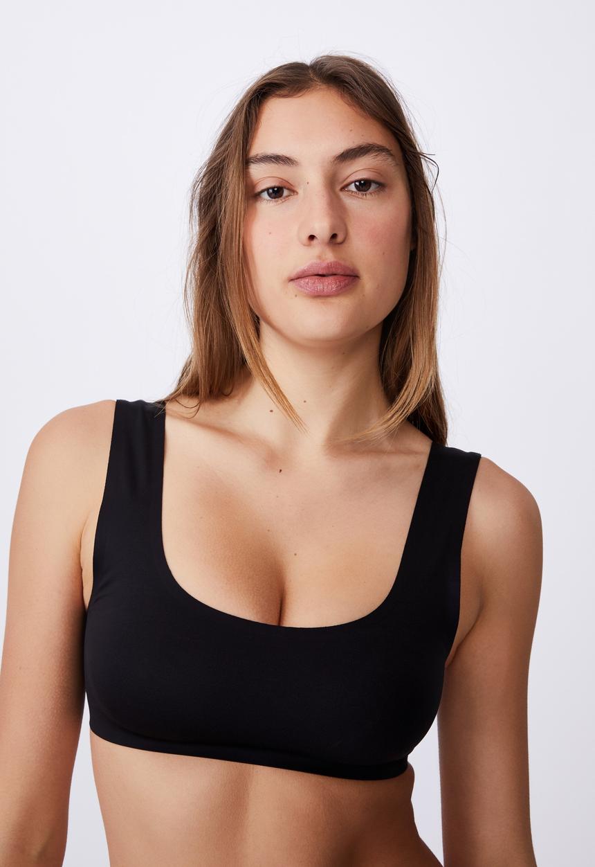Cotton On - Everyday bonded crop - black