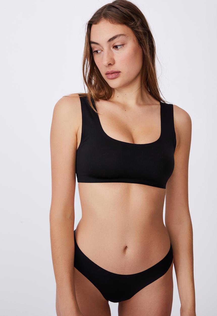 Cotton On - Everyday bonded crop - black
