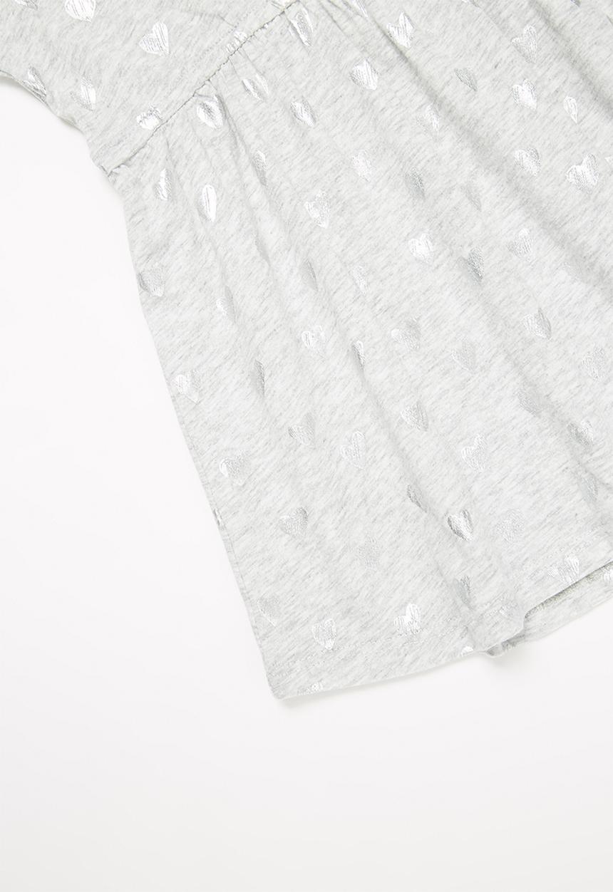 Pop Candy - Girls printed tie sleeve dress - grey