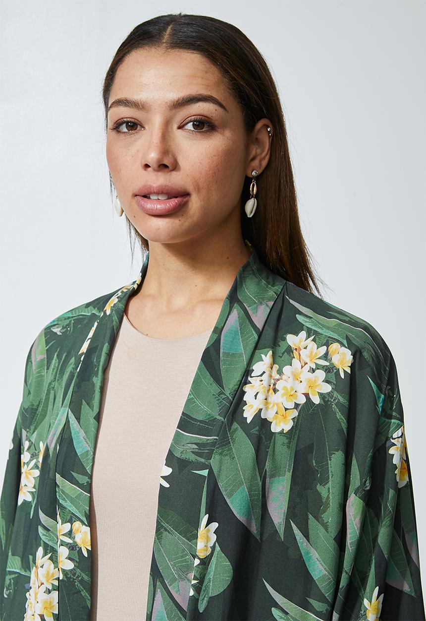 Superbalist - Midi shacket - tropical leafy print