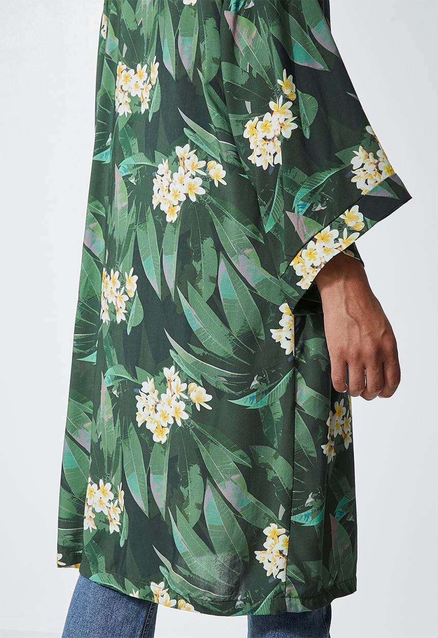 Superbalist - Midi shacket - tropical leafy print