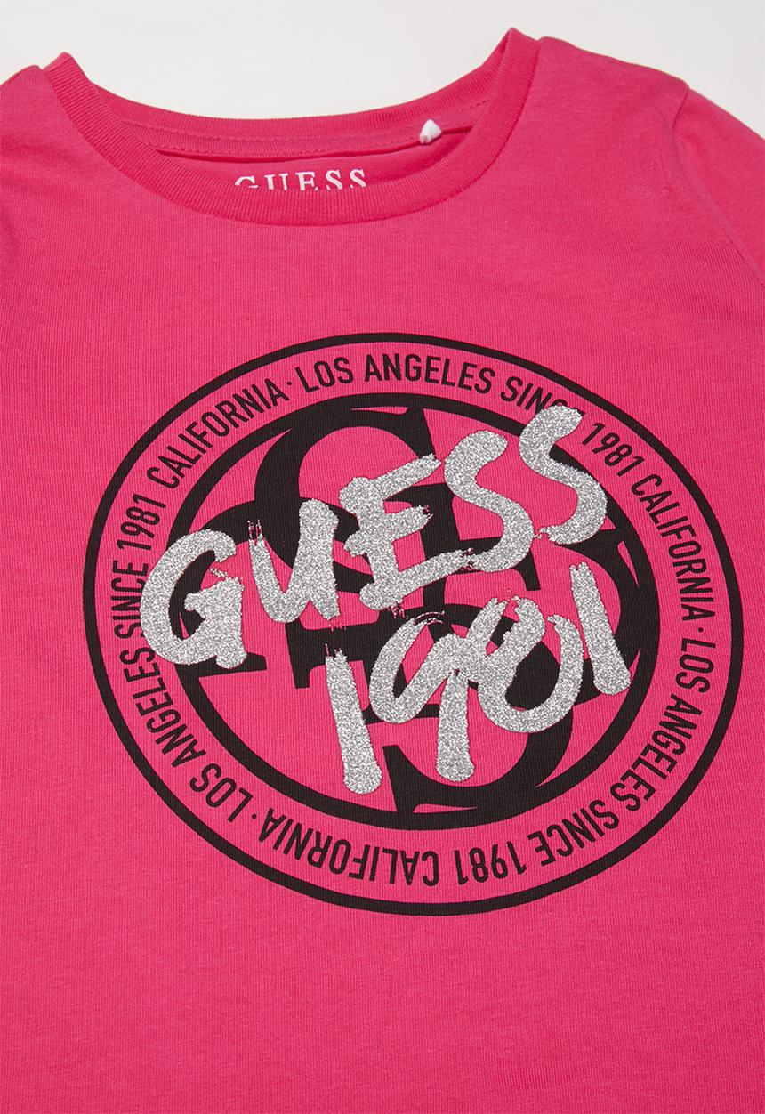 GUESS - Long sleeve glitter hi-lo tee - pink