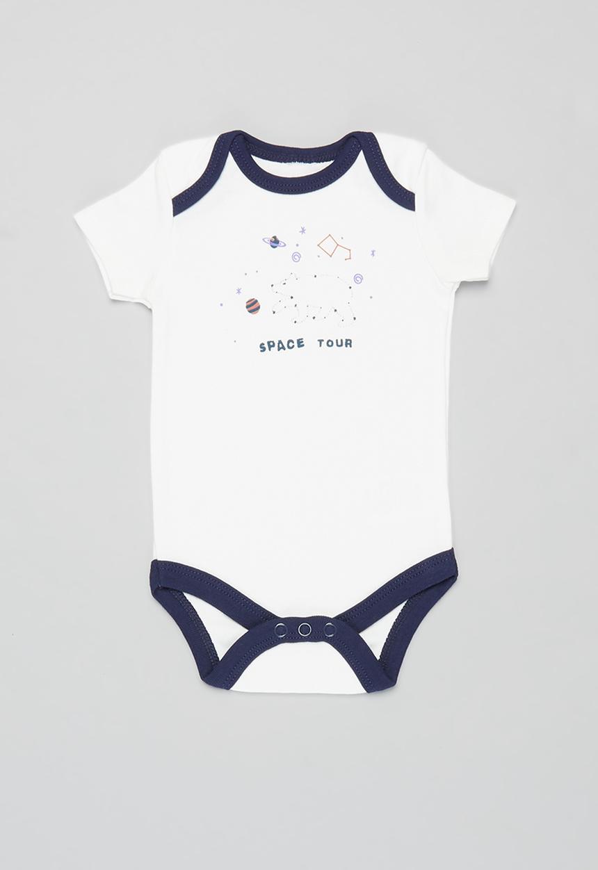 Pop Candy - Boys 3 pack stars bodysuits - white & charcoal