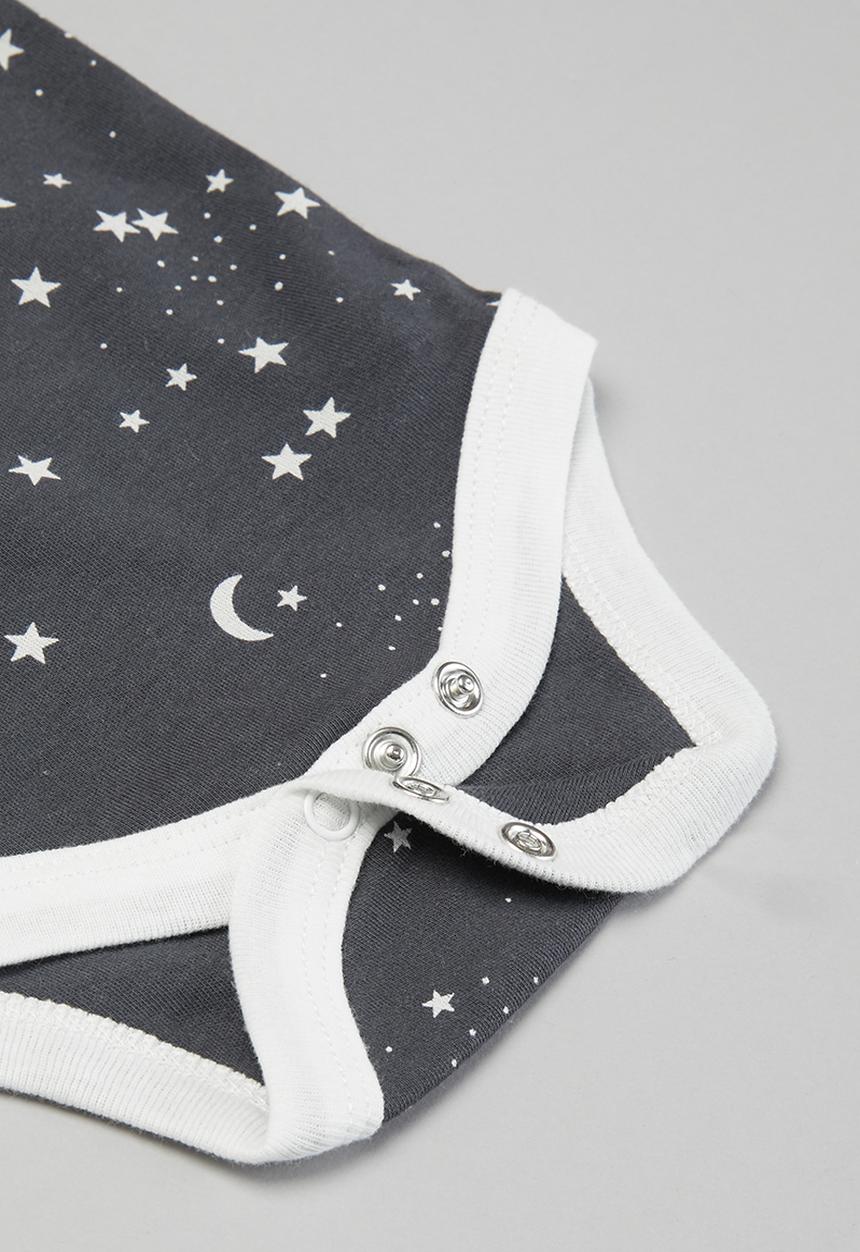 Pop Candy - Boys 3 pack stars bodysuits - white & charcoal