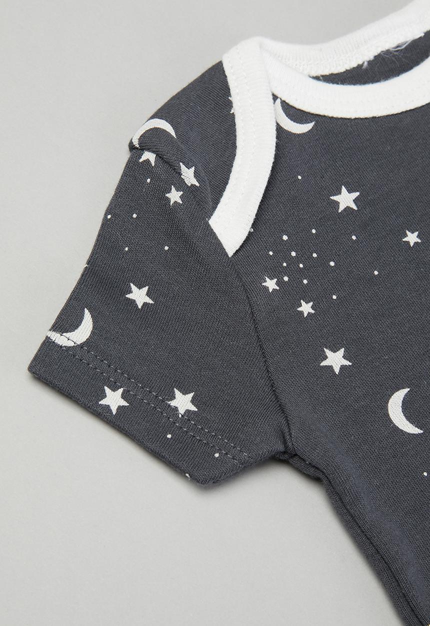 Pop Candy - Boys 3 pack stars bodysuits - white & charcoal