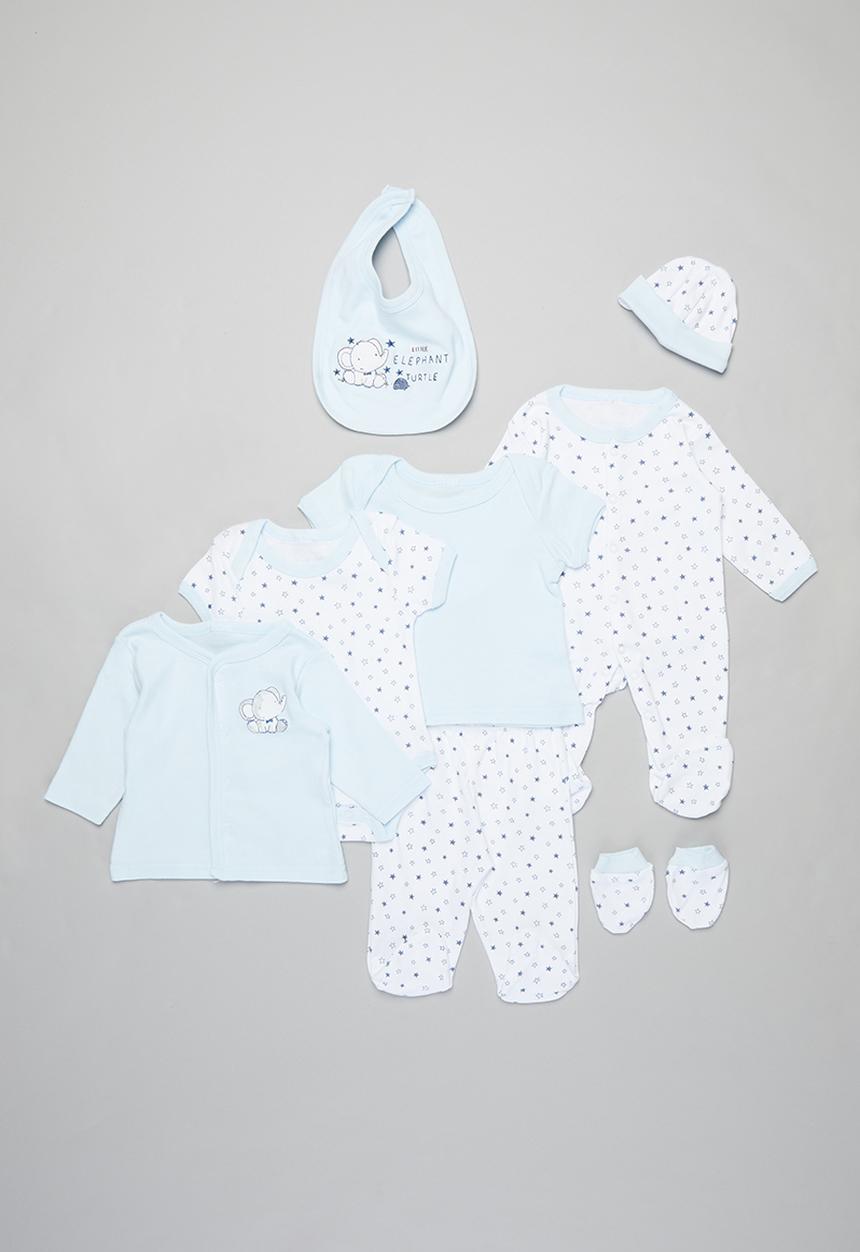 Pop Candy - Baby boys 8 piece set - baby blue & white