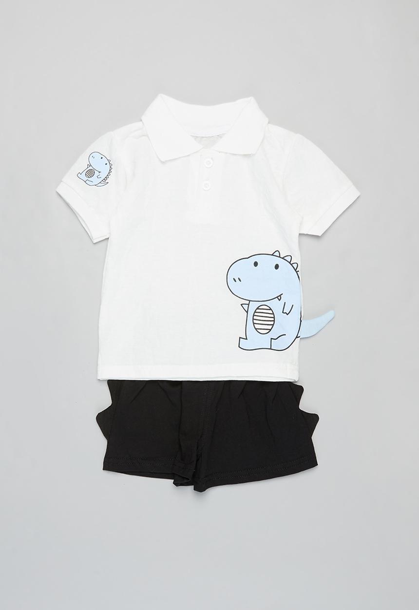 Pop Candy - Dino tee & shorts set - white & black