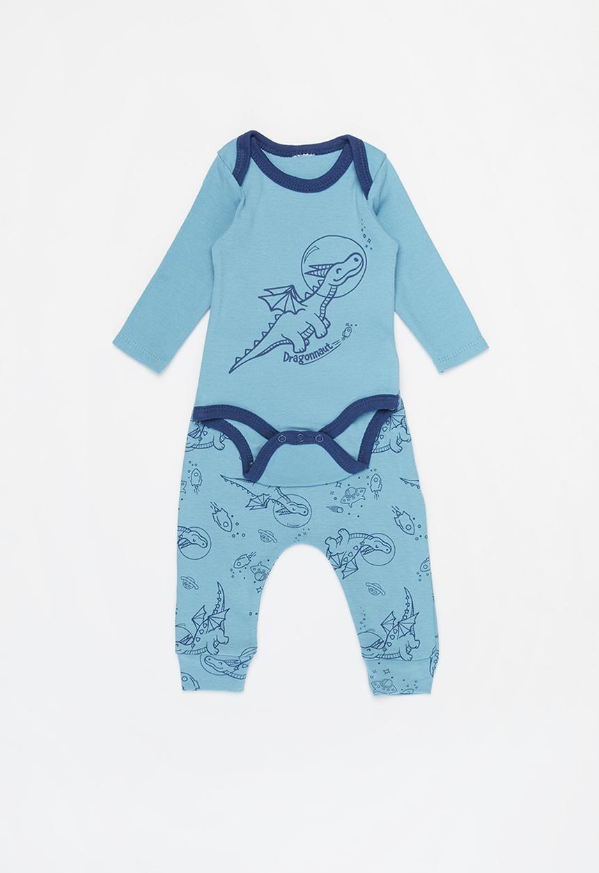 Pop Candy - Boys printed bodysuit & pants set - blue