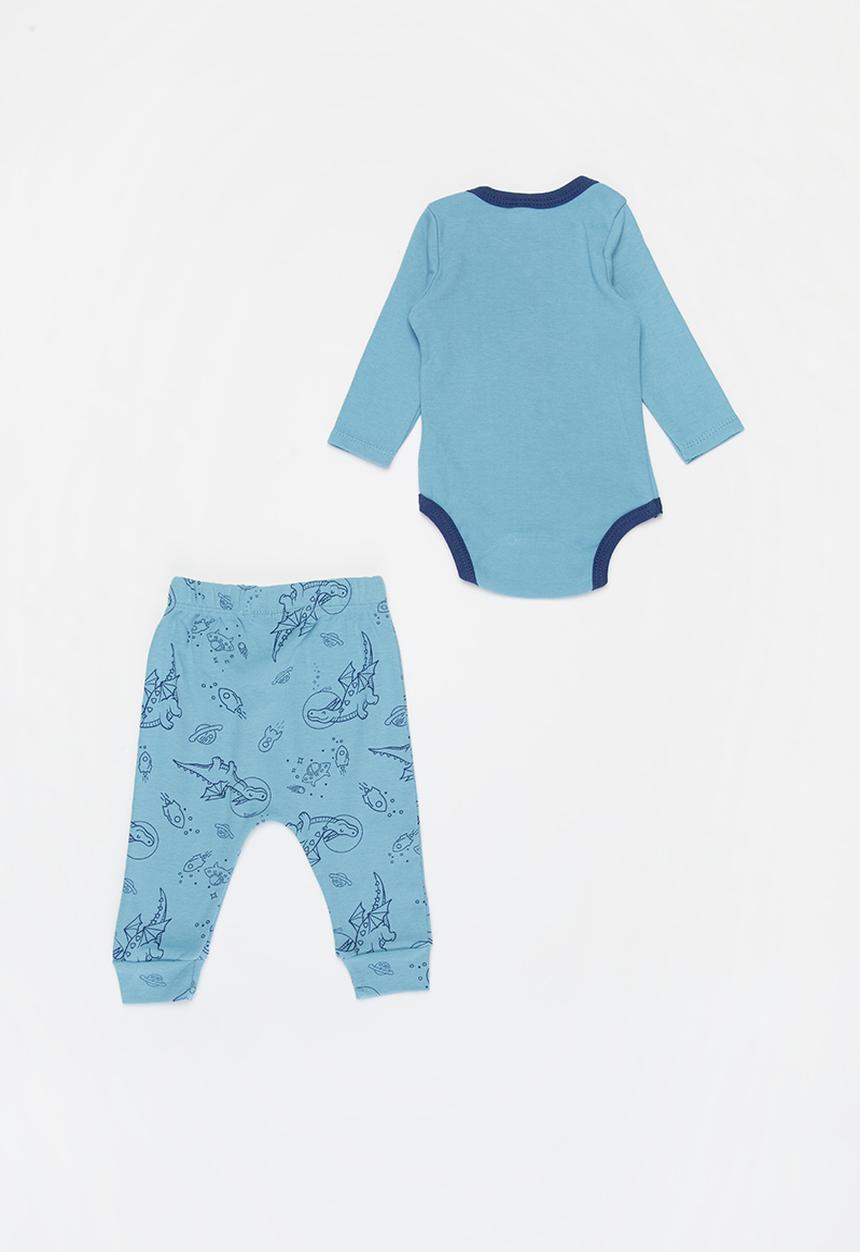 Pop Candy - Boys printed bodysuit & pants set - blue