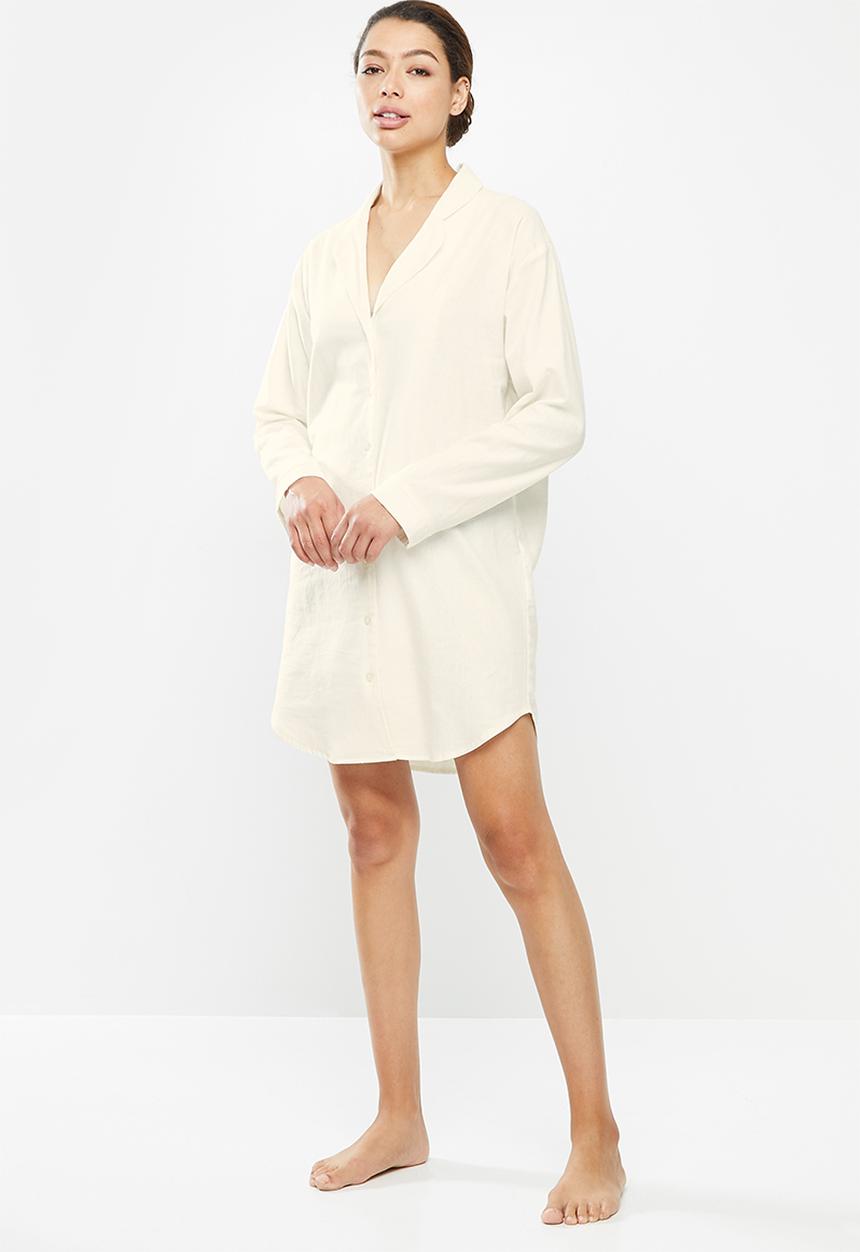 Superbalist - Linen sleep shirt - Cream