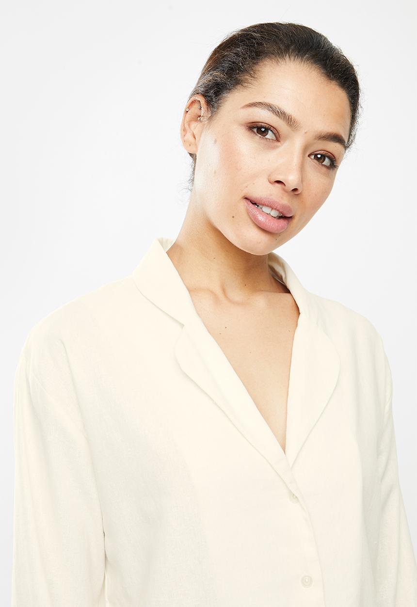 Superbalist - Linen sleep shirt - Cream