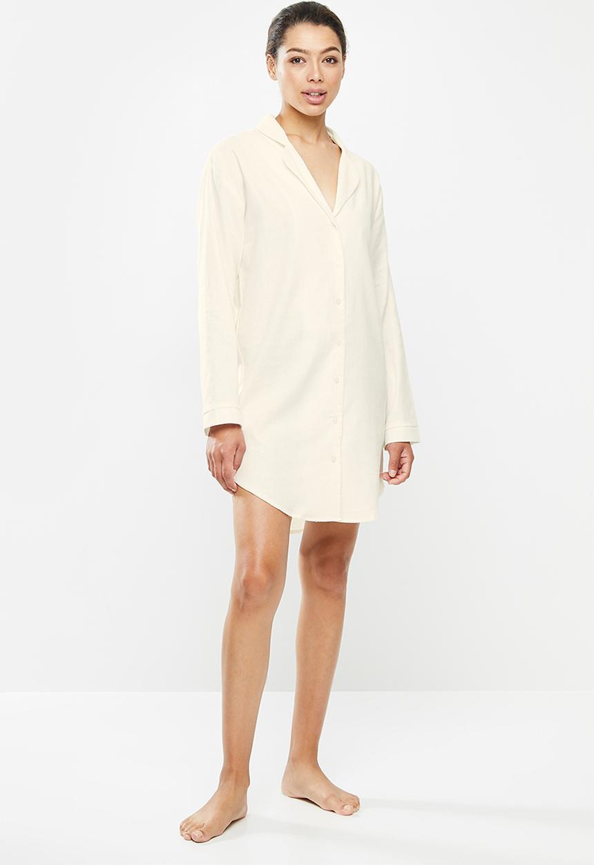 Superbalist - Linen sleep shirt - Cream