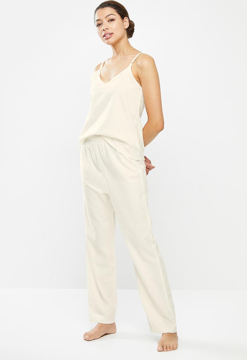 Superbalist - Linen sleep cami & pants set - Cream