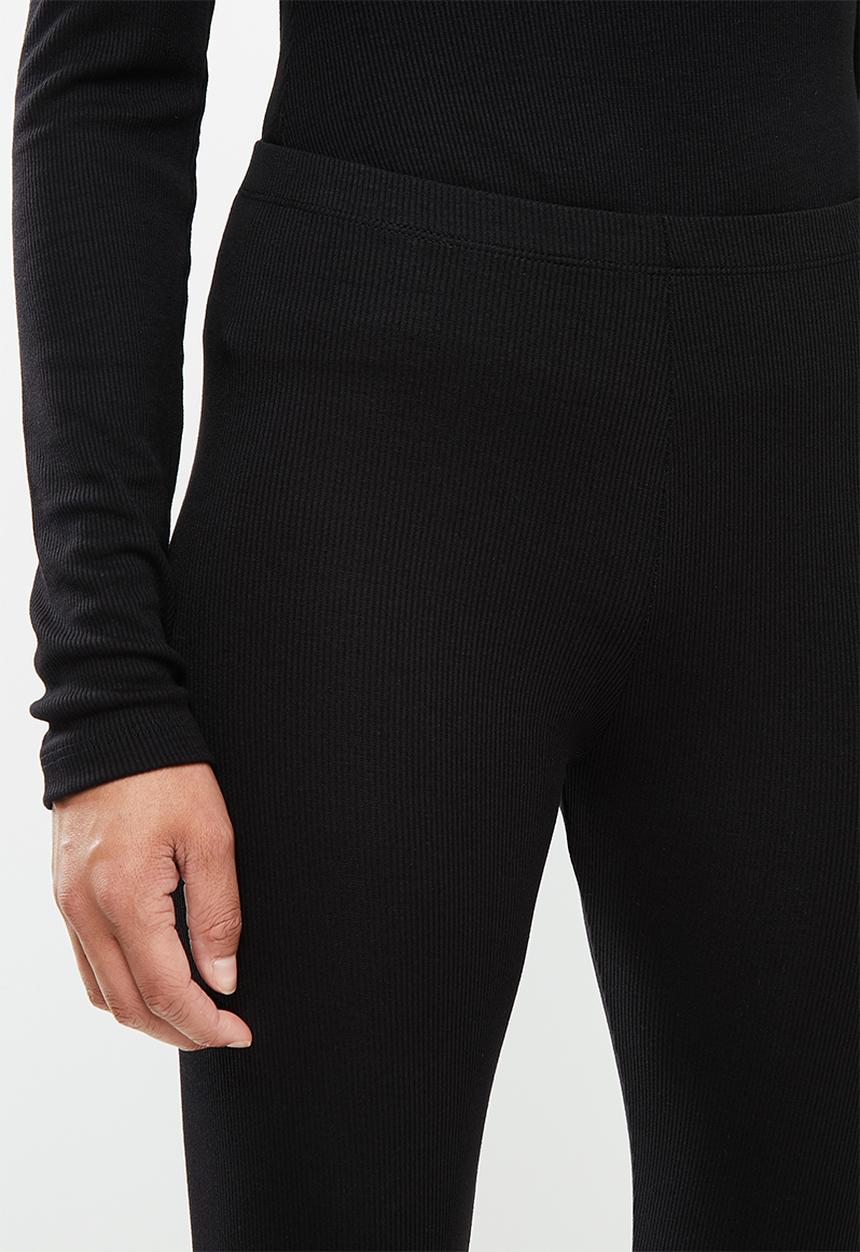 Missguided - Rib button up long sleeve legging lounge set - black
