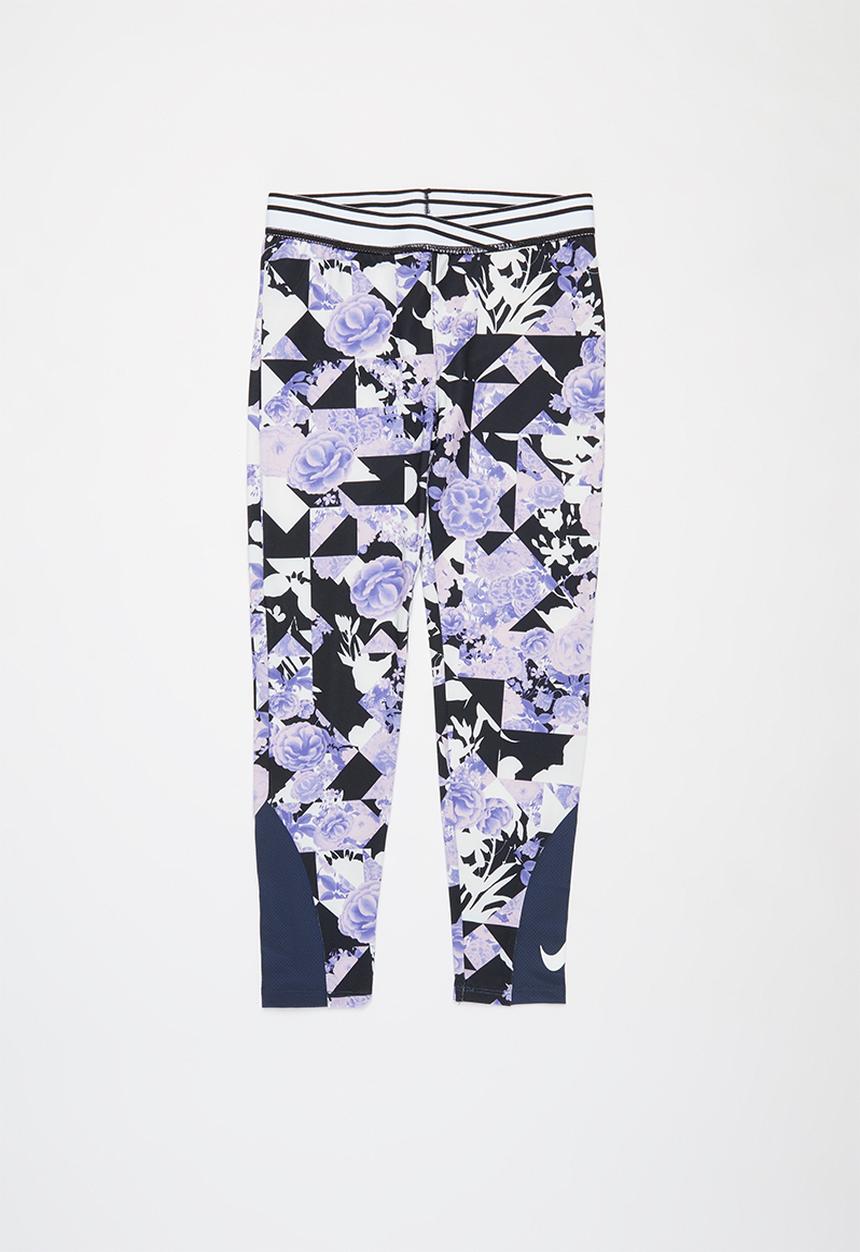 Nike - Nike girls tokyo floral all over print legging - purple & navy 