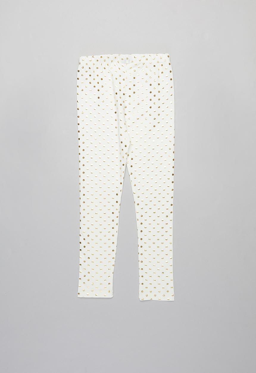 Pop Candy - Girls polka dot leggings - white & gold