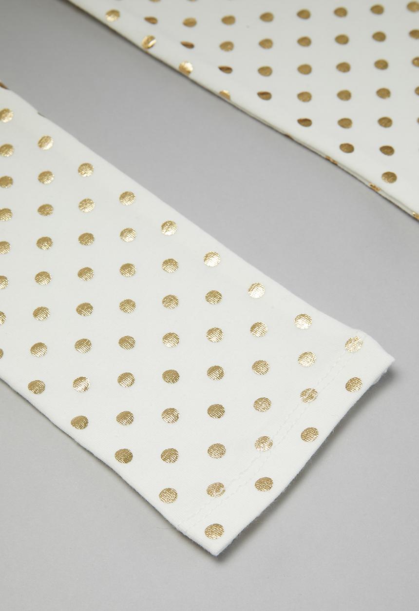 Pop Candy - Girls polka dot leggings - white & gold