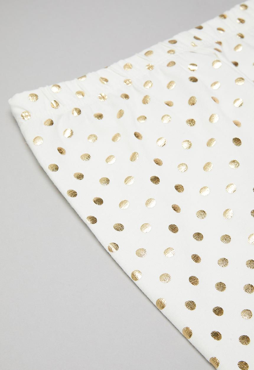 Pop Candy - Girls polka dot leggings - white & gold
