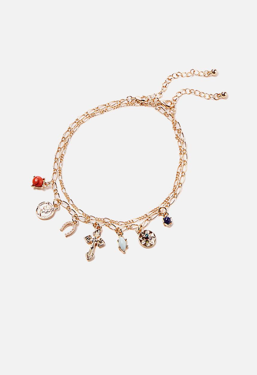 Rubi - Carrie chain anklet  - gold dominica charms