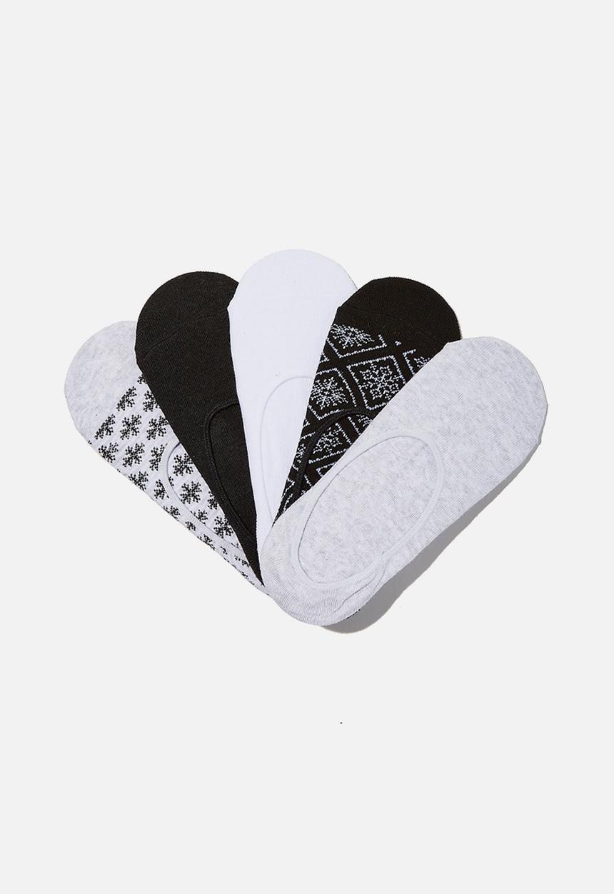 Cotton On - 5 Pack low cut sock - mono fairisle mix