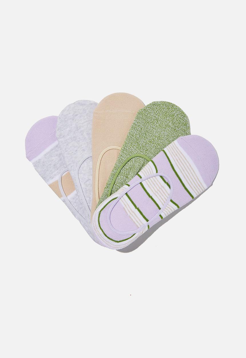 Cotton On - 5pk low cut sock - soft orchid retro stripe mix