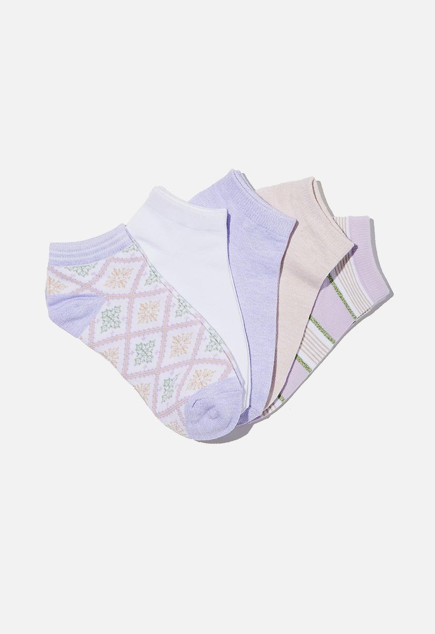 Cotton On - 5 Pack ankle sock - soft orchid fair isle